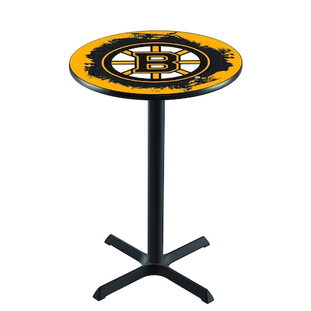 Holland Bar Stool Co 36" Blk Wrinkle Boston Bruins Pub Table L211B3628BosBru